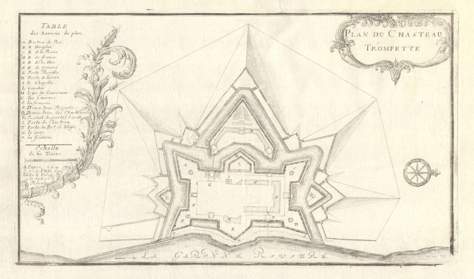 'Plan du Chasteau Trompette'. Château Trompette plan. Gironde. DE FER 1705 map